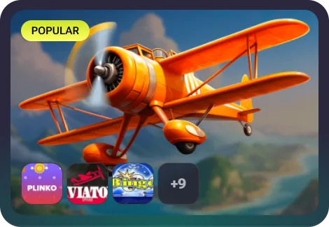 Crash games category at WINO Casino featuring Plinko and Aviator-style titles